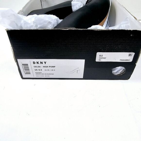 DKNY Celsa Black Leather Square Toe Chunky Block Heel Pump Size 8.5 NIB NWT - Picture 12 of 12